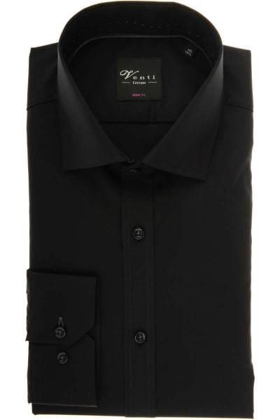 Venti Body Fit Hemd schwarz, Einfarbig