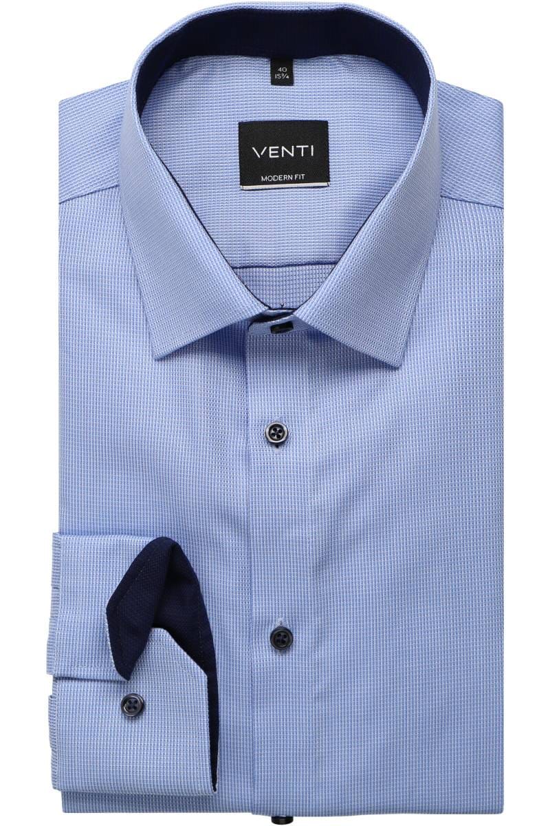 Venti Modern Fit Hemd blau, Einfarbig (extra langer Arm)
