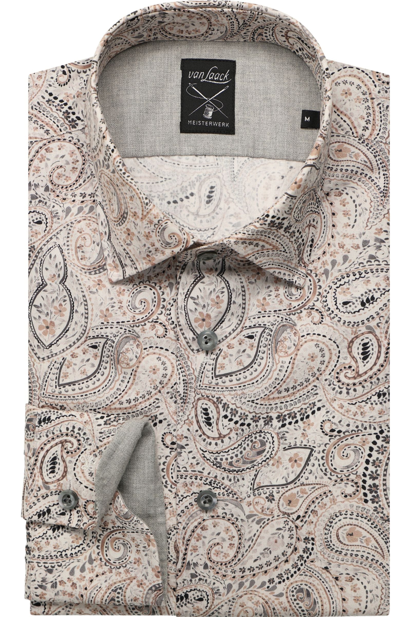 van Laack Slim Fit Hemd beige/braun, Paisley L