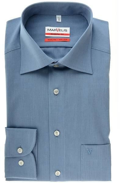 Marvelis Hemd - Modern Fit - blau, Einfarbig