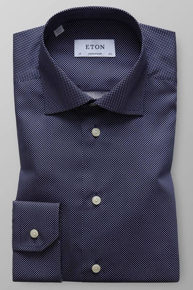 Eton Contemporary Fit - Hemd in Langarm (66cm), schwarz/weiss, Gepunktet | Hemden.de