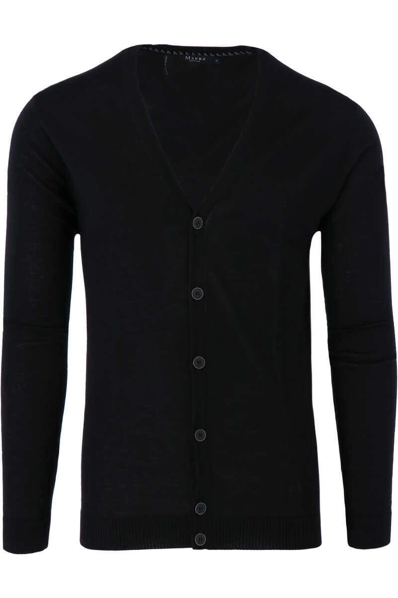 MAERZ Modern Fit Cardigan Knopfleiste schwarz, einfarbig 50 MAERZ Modern Fit Cardigan Knopfleiste schwarz, einfarbig 50