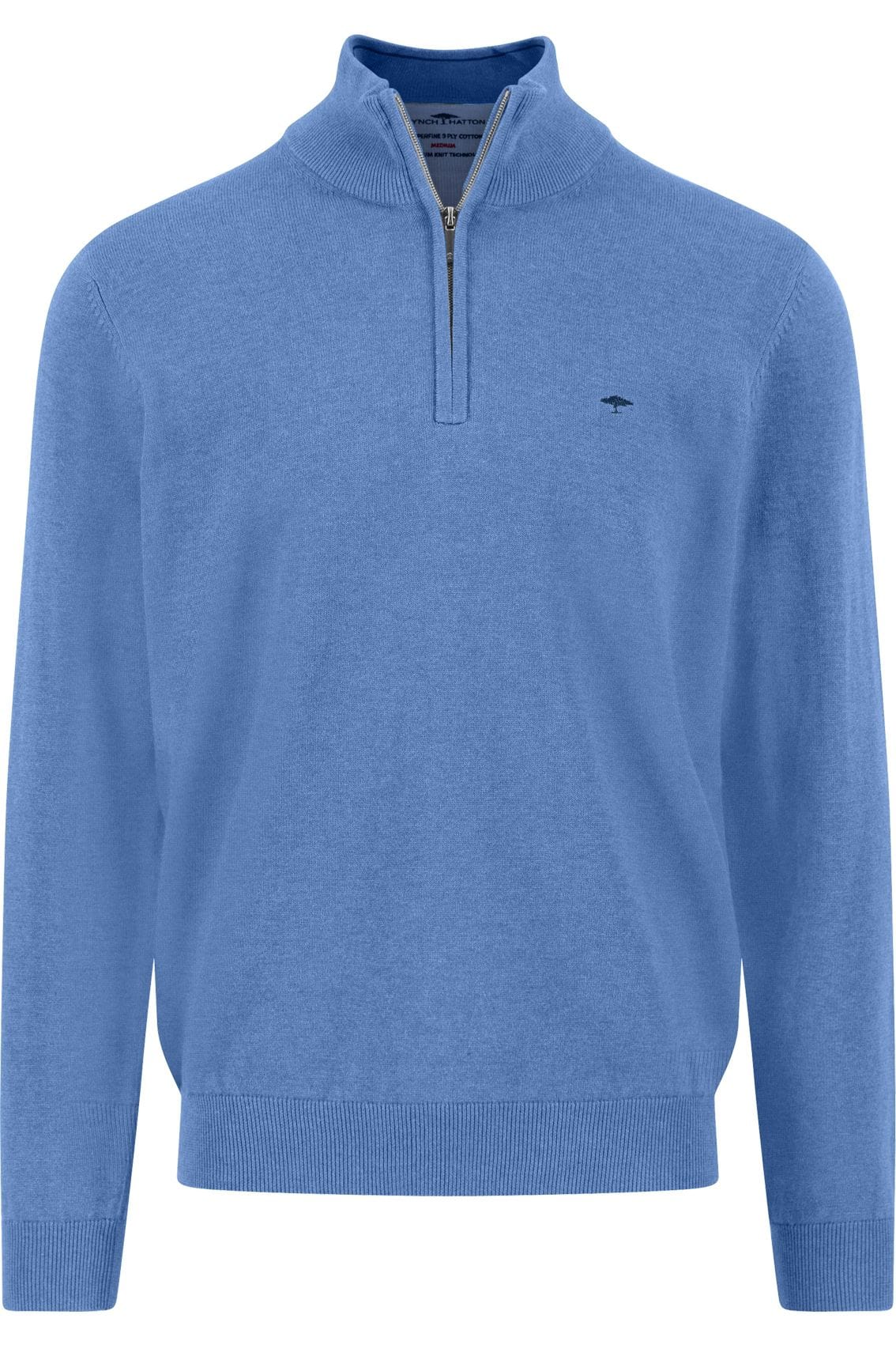 Distinction 1〜4 Fynch-Hatton Casual Fit Troyer Zip Crystal Blue | Hemden.de