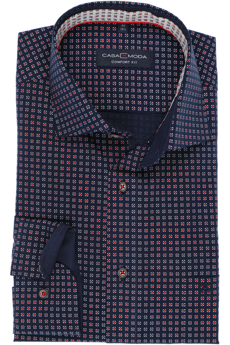 Casa Moda Comfort Fit Hemd blau/rot, Gemustert 40 - M Casa Moda Comfort Fit Hemd blau/rot, Gemustert 40 - M