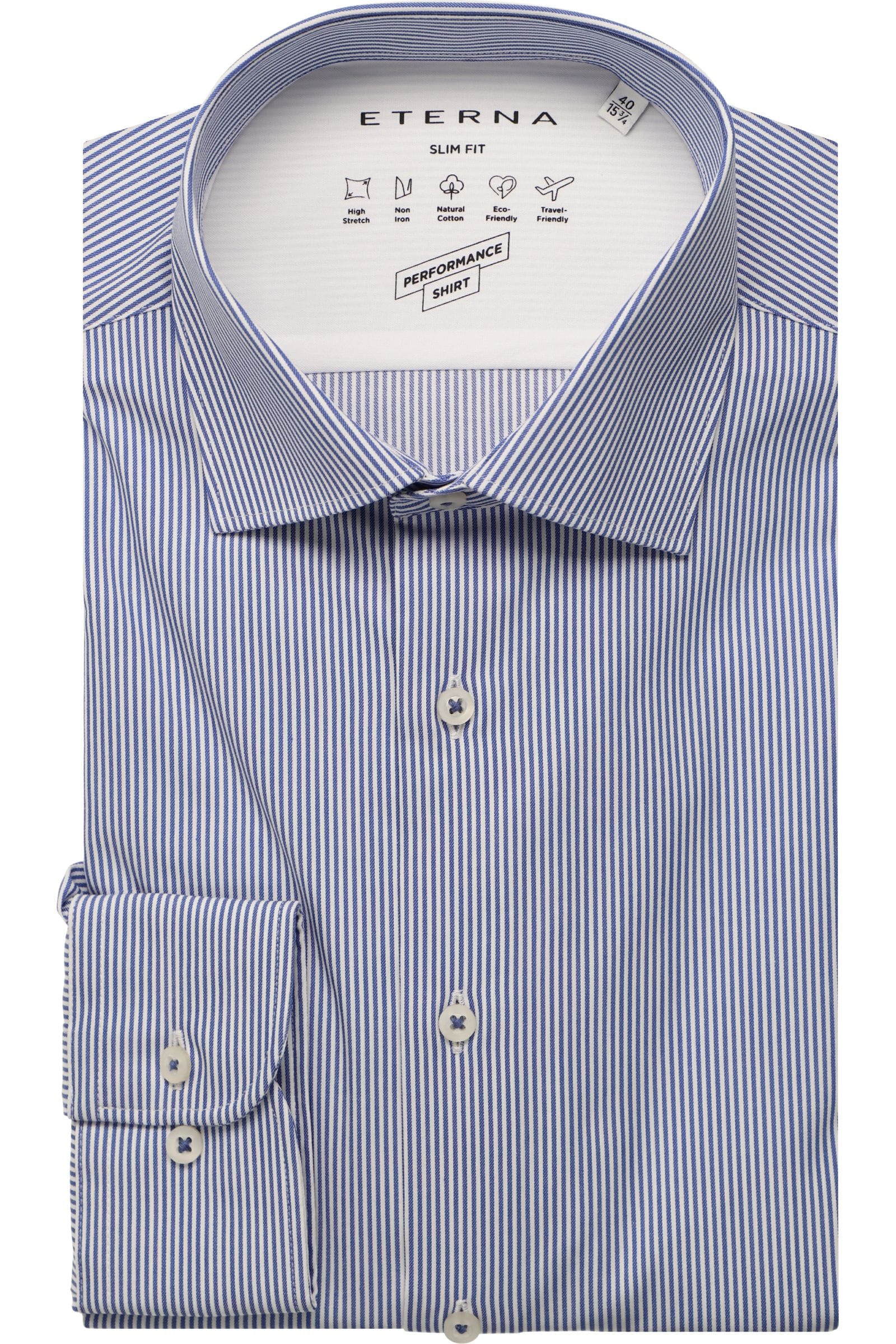 s.Oliver BLACK LABEL gestreept slim fit overhemd blauw