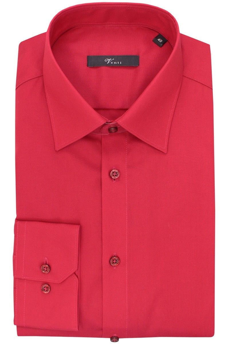 Venti Hemd - Slim Fit - rot, Einfarbig