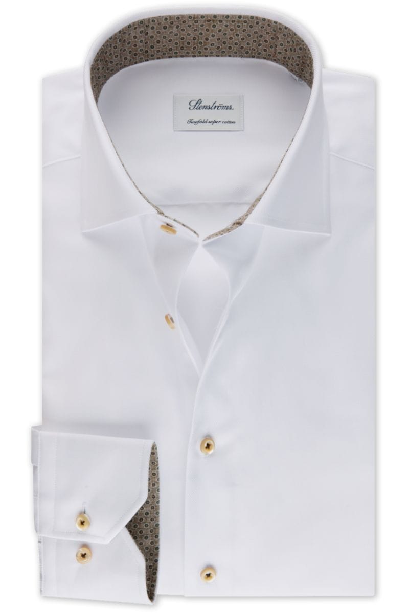 Stenströms Slimline Hemd weiss, Einfarbig 40 - M