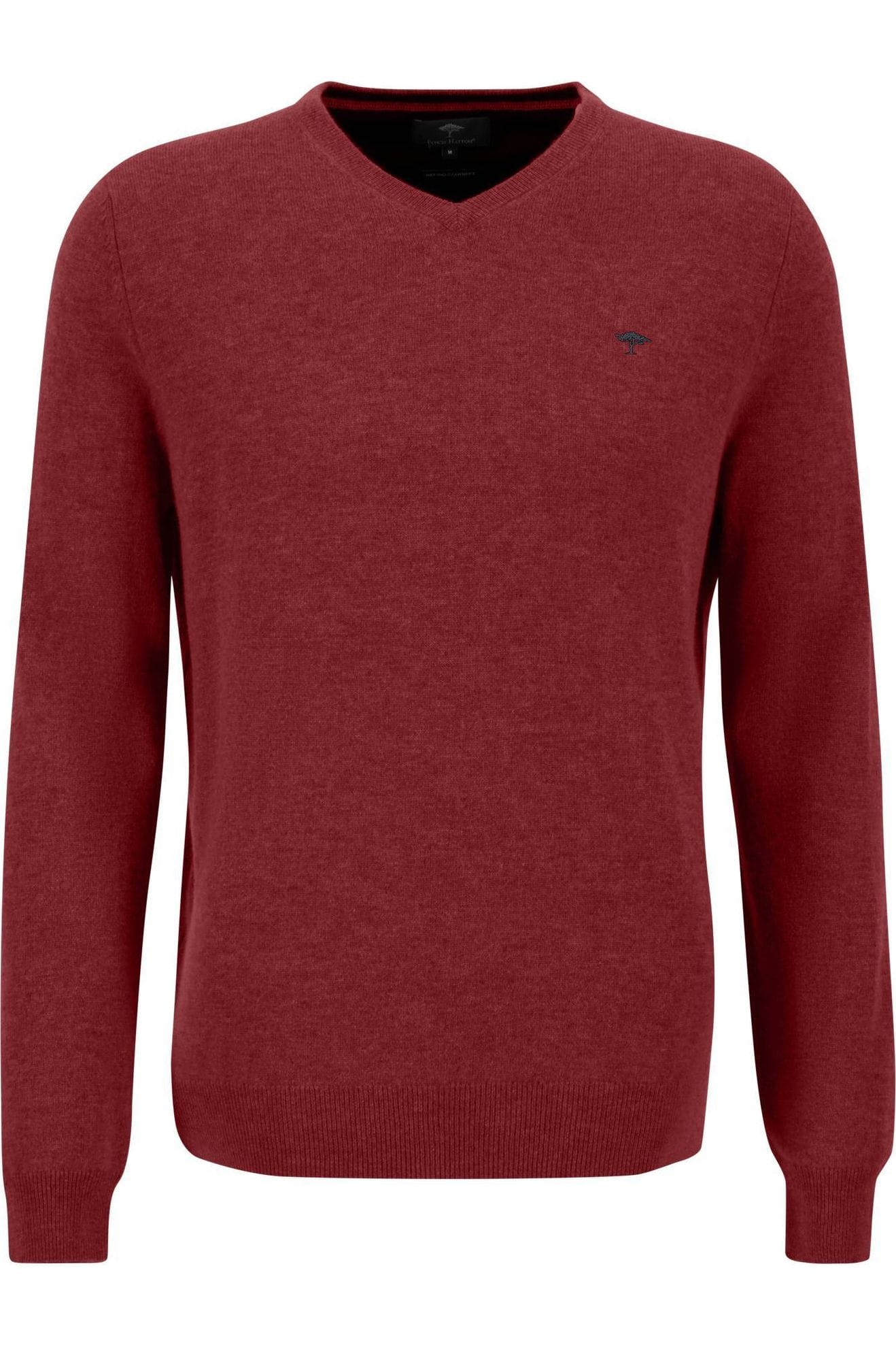Fynch-Hatton Casual Fit Pullover V-Ausschnitt scarlet, Einfarbig