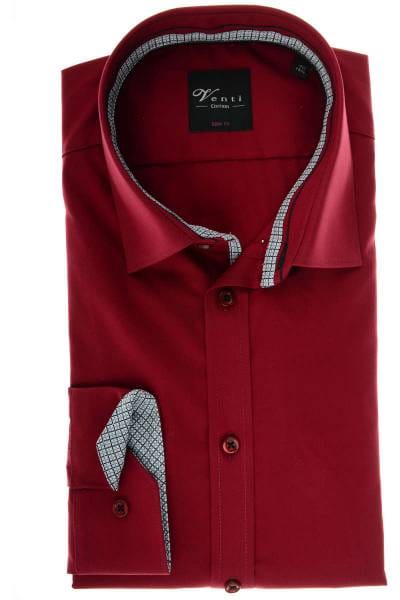 Venti Body Fit Hemd bordeaux, Einfarbig