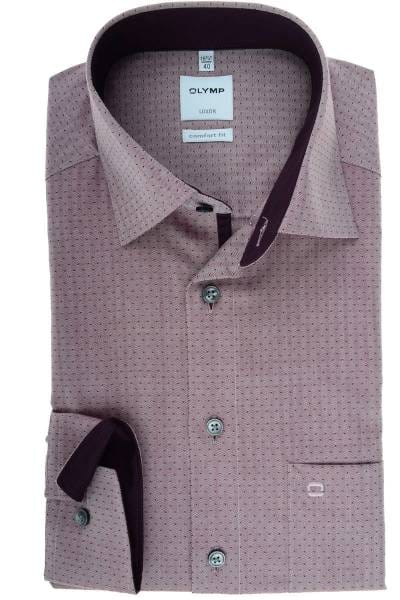 Olymp Luxor Comfort Fit Hemd chianti, Gemustert