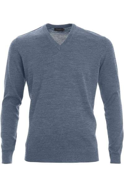 MAERZ Strickpullover Classic Fit V-Ausschnitt hellblau, einfarbig