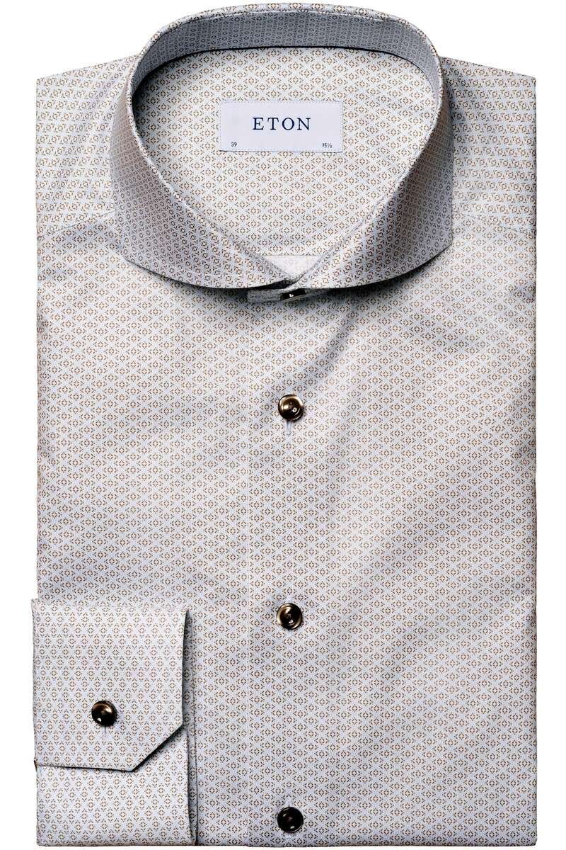 ETON Slim Fit Hemd beige, Gemustert 40 - M ETON Slim Fit Hemd beige, Gemustert 40 - M