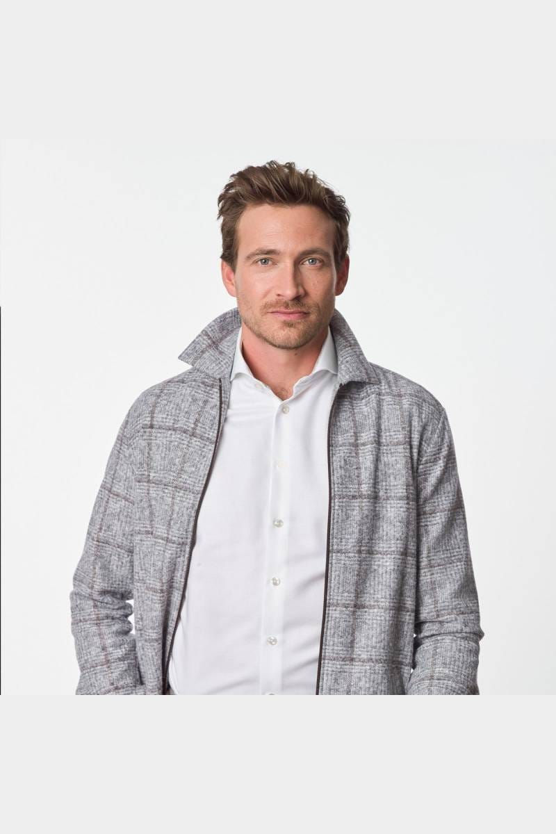 John Miller Normal Fit Hemdjacke grau, Kariert