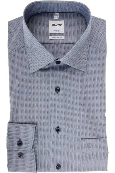 Olymp Tendenz Regular Fit Hemd marine/grau, Gemustert