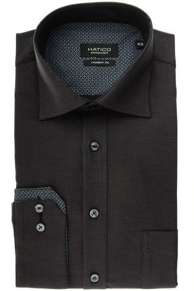 Hatico Hemd - Modern Fit - anthrazit, Einfarbig