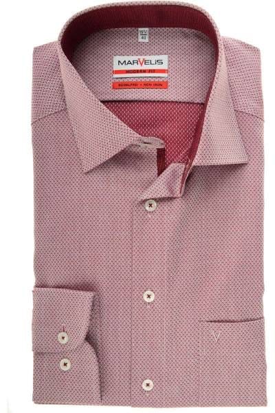 Marvelis Modern Fit Hemd hellrot/weiss, Gemustert