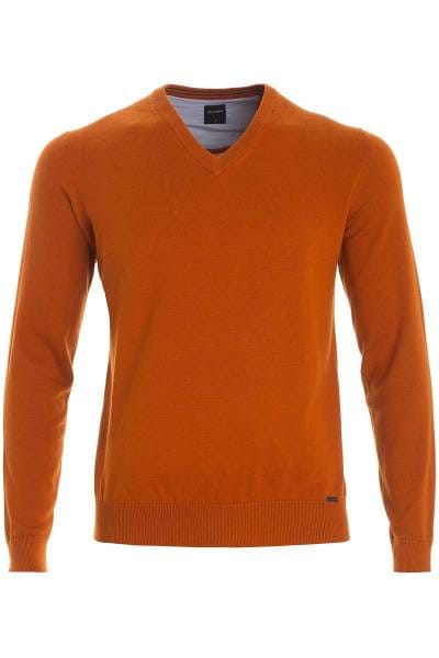 OLYMP Strickpullover V-Ausschnitt messing, einfarbig