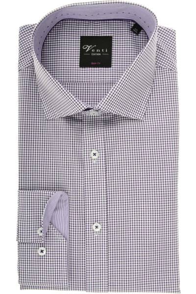 Venti Body Fit Hemd bordeaux/weiss, Kariert