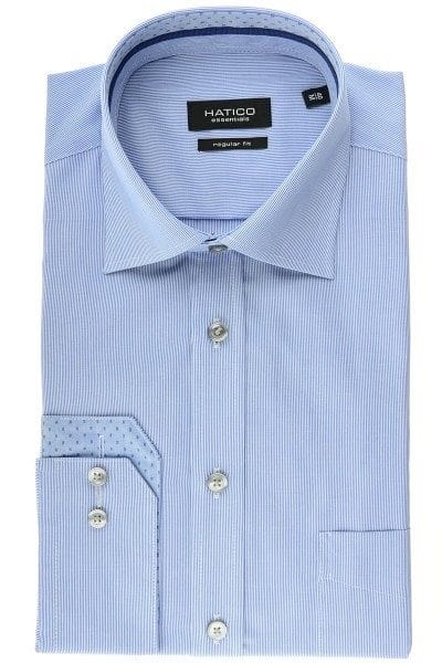 Hatico Hemd - Regular Fit - mittelblau, Gestreift
