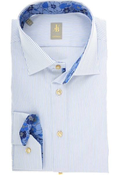 Jacques Britt Custom Fit Hemd blau/weiss, Feinstreifen