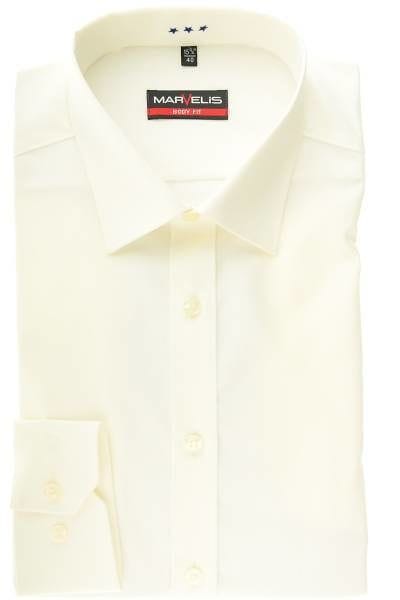 Marvelis Hemd - Body Fit - beige, Einfarbig