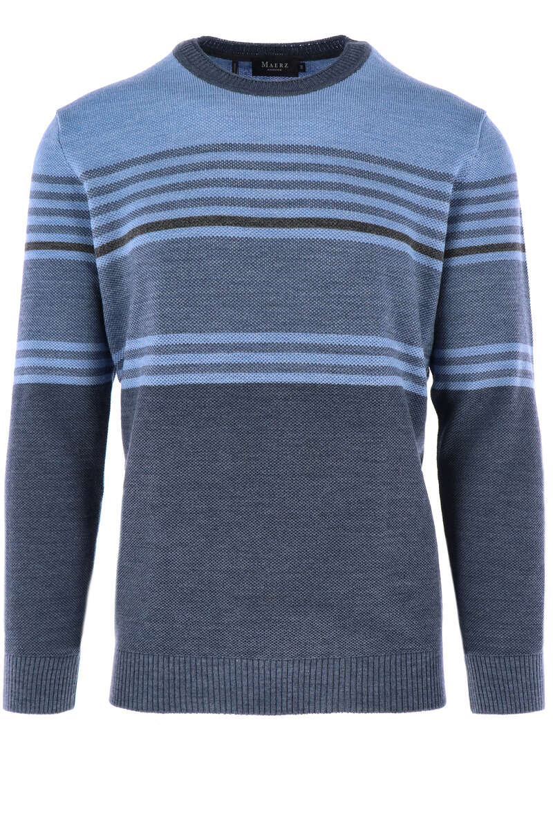 MAERZ Modern Fit Pullover V-Ausschnitt blau, gestreift 50 MAERZ Modern Fit Pullover V-Ausschnitt blau, gestreift 50