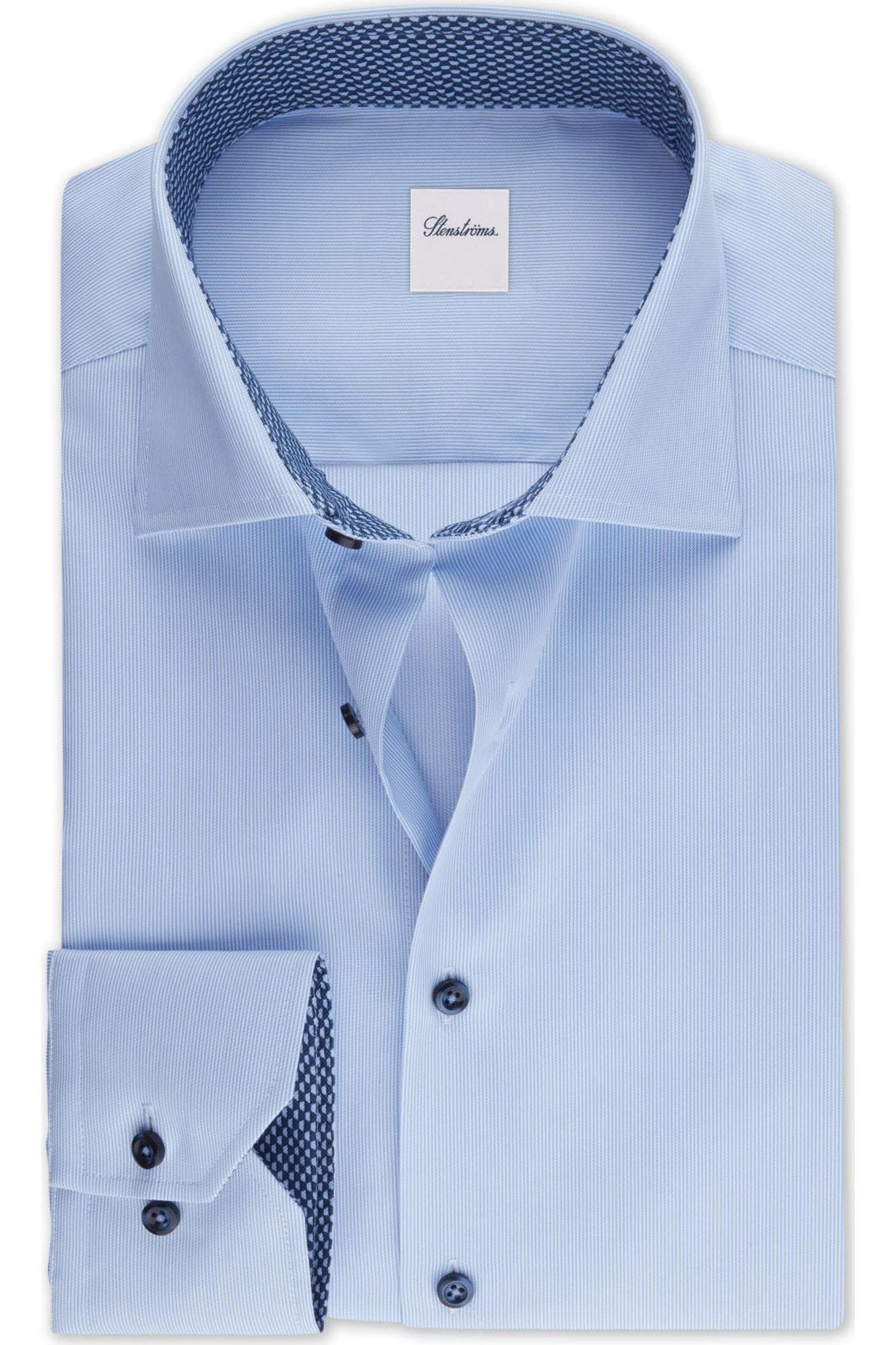 Stenströms Classic Fit Hemd hellblau, Gestreift 39 - M