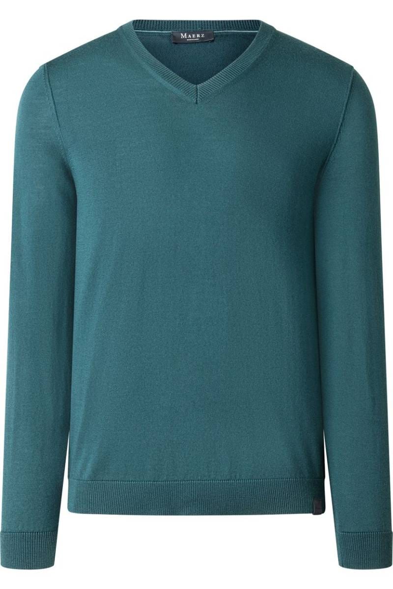 MAERZ Modern Fit Pullover V-Ausschnitt forest, Einfarbig