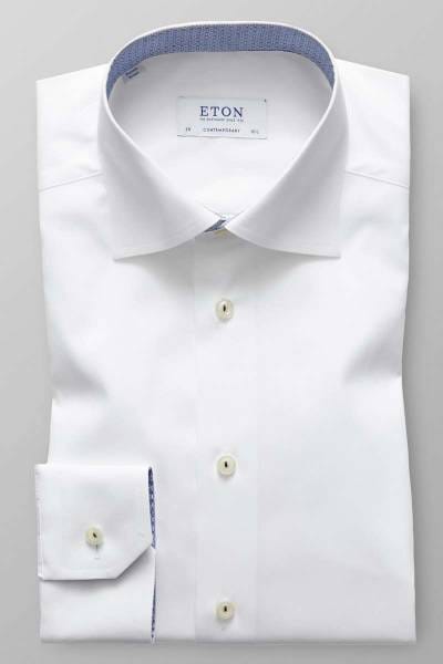 Eton Contemporary Fit Hemd weiss, Gemustert