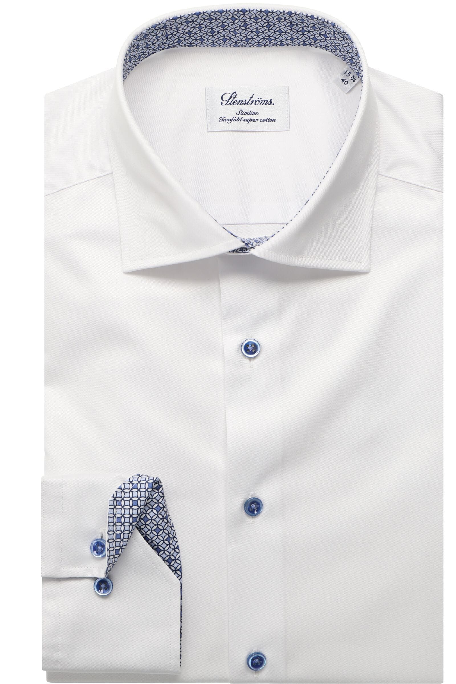 Stenströms Slimline Hemd weiss, Einfarbig 40 - M