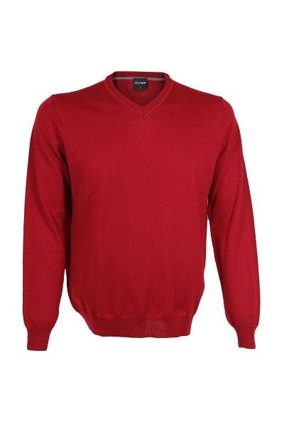 Olymp Strickpullover V-Ausschnitt Pullover - rot