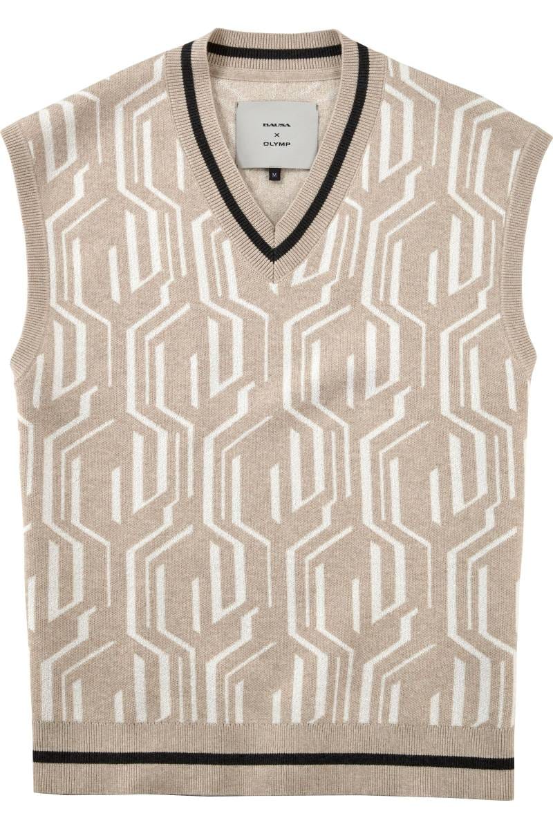 Olymp Regular Fit Turtleneck jumper light beige, Patterned