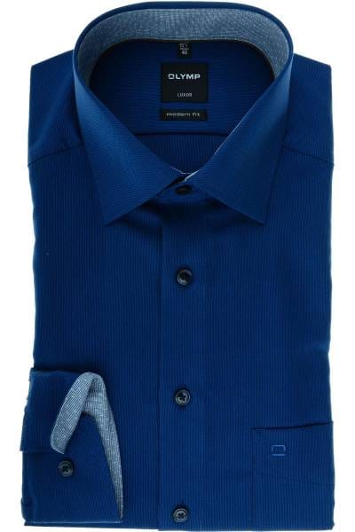 Olymp Luxor Modern Fit Hemd marine, Strukturiert