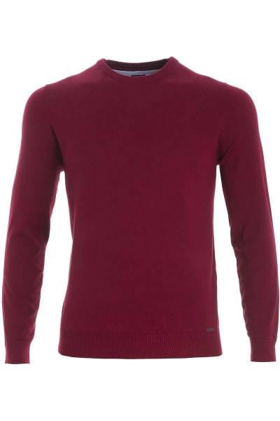 OLYMP Strickpullover Rundhals dunkelrot, einfarbig