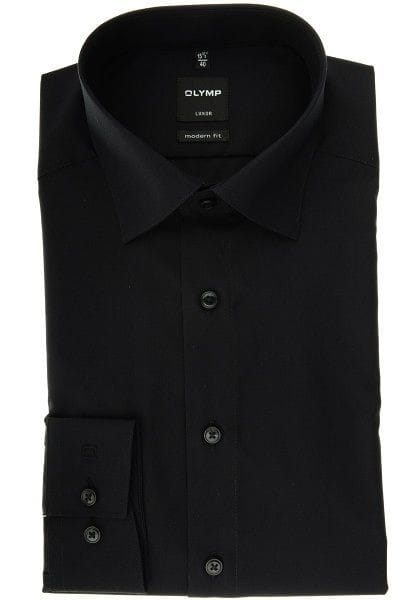 Olymp Luxor Modern Fit Hemd schwarz, Einfarbig