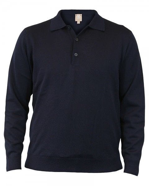 MAERZ Strickpullover Polo Knopf - navy