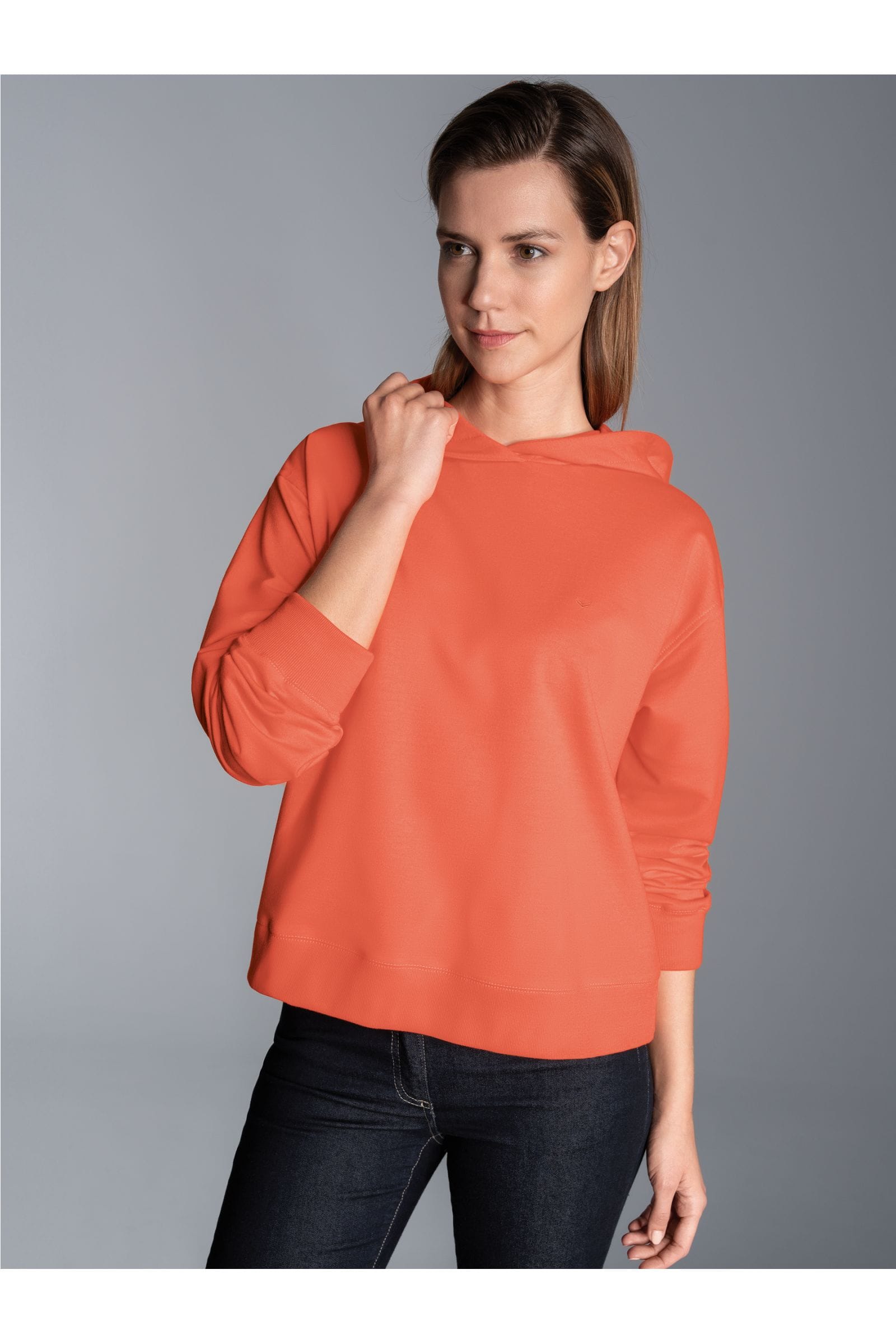 TRIGEMA Oversize Fit Dames Sweatshirt Kap Perzik | Overhemden.com