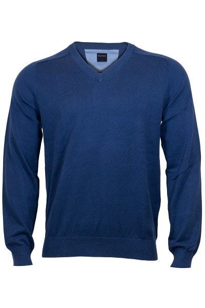 Olymp Strick - V-Ausschnitt Pullover - rauchblau