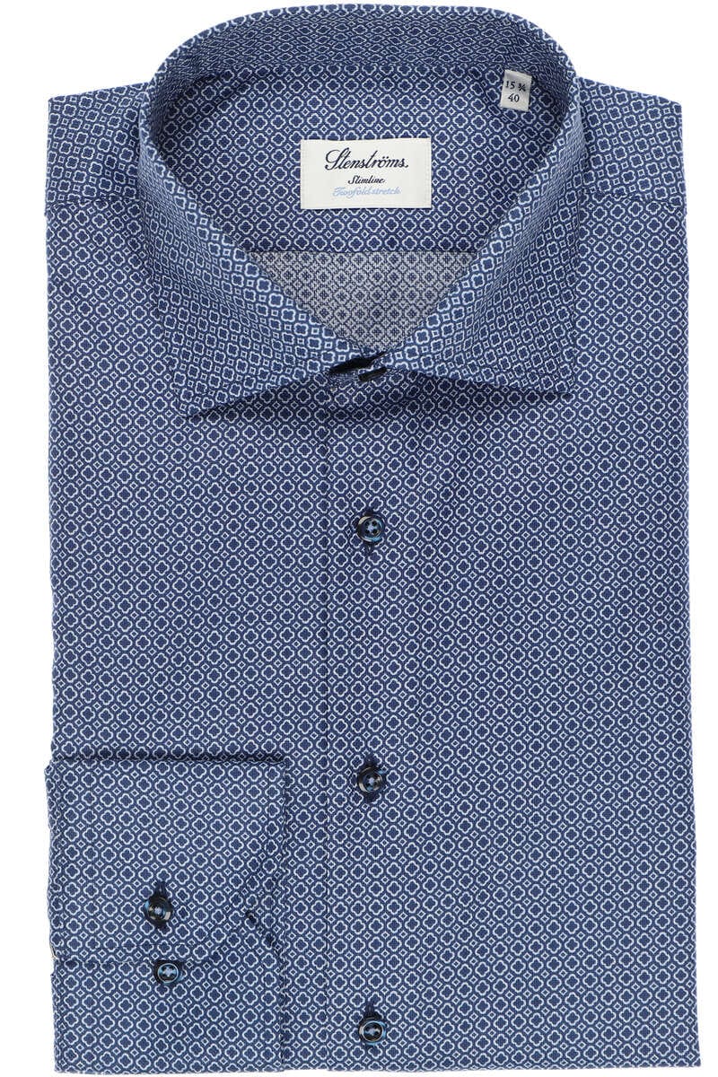 Stenströms Slimline Hemd blau/weiss, Gemustert 40 - M Stenströms Slimline Hemd blau/weiss, Gemustert 40 - M
