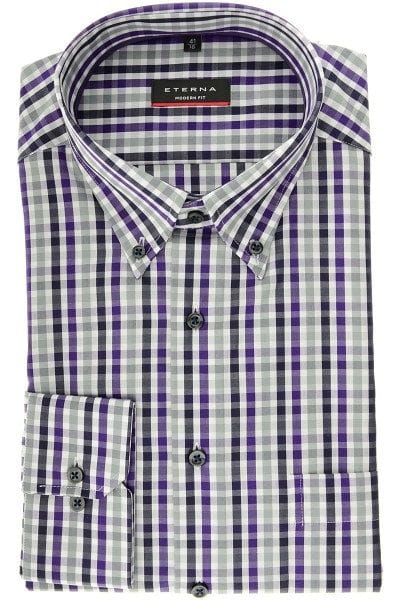 Eterna Hemd - Modern Fit - schwarz/weiß/grau, Kariert