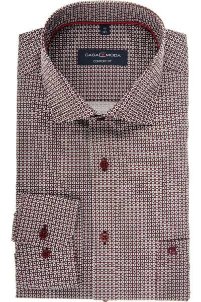 Casa Moda Comfort Fit Hemd bordeaux/weiss, Gemustert