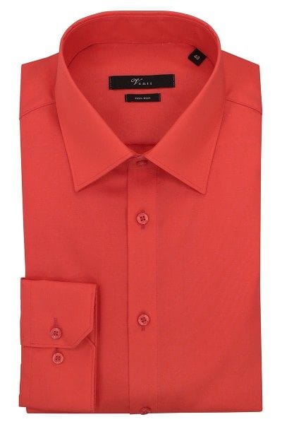 Venti Hemd - Modern Fit - rot-orange, Einfarbig