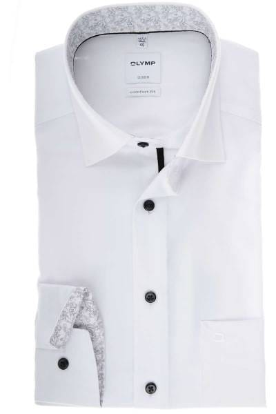 Olymp Luxor Comfort Fit Hemd weiss, Einfarbig