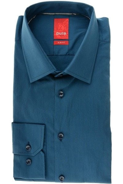 Pure Hemd - Slim Fit - petrol, Einfarbig