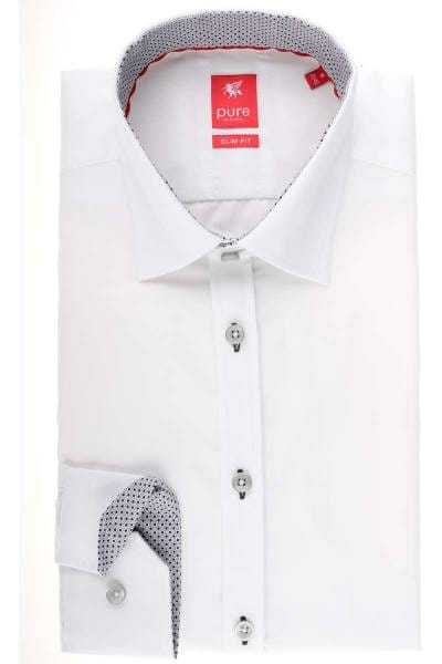 Pure Hemd - Slim Fit - weiss, Einfarbig