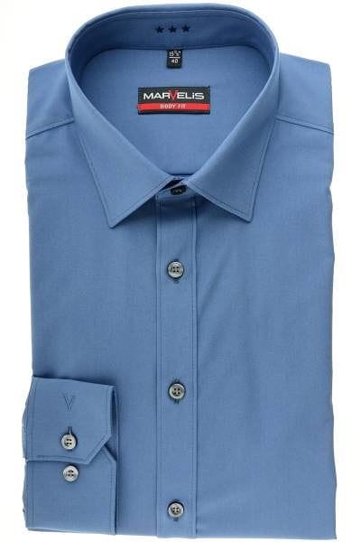 Marvelis Hemd - Body Fit - rauchblau , Einfarbig