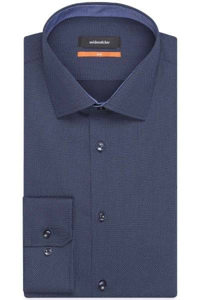 Seidensticker Slim Fit Hemd dunkelblau, Gepunktet