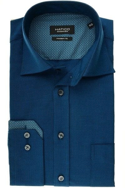 Hatico Hemd - Modern Fit - petrol, Einfarbig