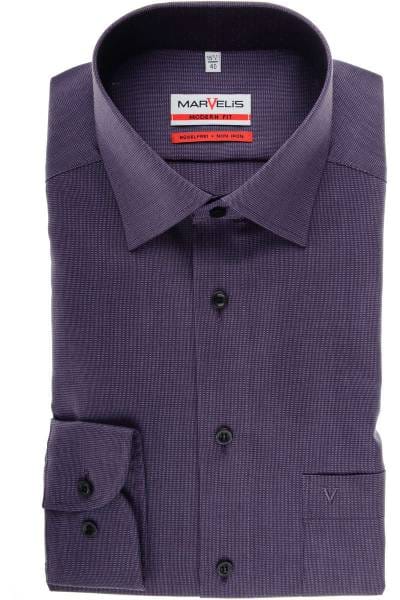 Marvelis Modern Fit Hemd pflaume, Faux-Uni