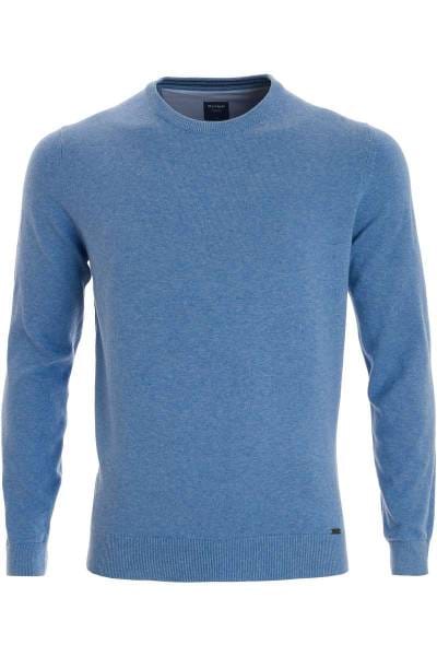 OLYMP Modern Fit Strickpullover Rundhals eisblau, einfarbig